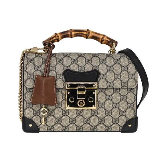 Gucci Padlock GG Supreme Bamboo Small Top Handle/ Shoulder Bag - Picture 1 of 13